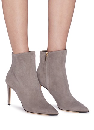 Figure View - Click To Enlarge - JIMMY CHOO - 'Helaine 85' suede ankle booties