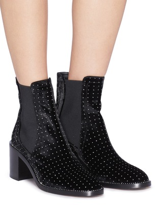 Figure View - Click To Enlarge - JIMMY CHOO - 'Merril 65' strass welt velvet ankle boots