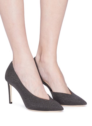 Figure View - Click To Enlarge - JIMMY CHOO - 'Sophia 85' glitter coated leather d'Orsay pumps