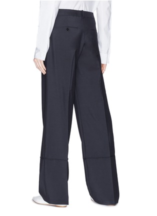 Back View - Click To Enlarge - JIL SANDER - Patchwork cuff wool-mohair wide leg pants