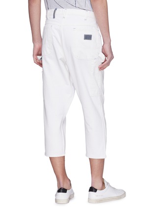  - ATELIER & REPAIRS - 'White on White' contrast stitch unisex cropped painter jeans