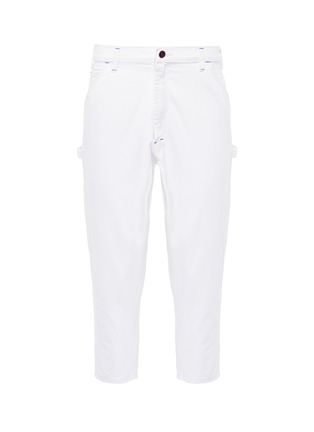 Main View - Click To Enlarge - ATELIER & REPAIRS - 'White on White' contrast stitch unisex cropped painter jeans