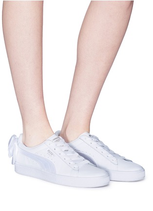 Front View - Click To Enlarge - PUMA - 'Basket Bow' satin leather sneakers