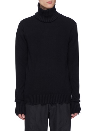 Main View - Click To Enlarge - ZIGGY CHEN - Detachable collar raw edge cashmere sweater