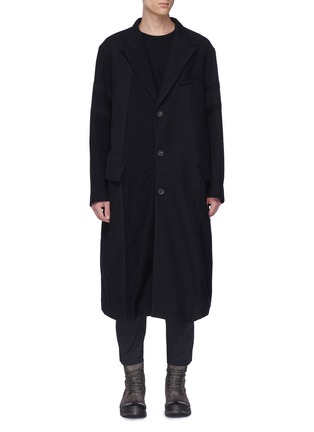 Main View - Click To Enlarge - ZIGGY CHEN - Brushed panel wool twill coat