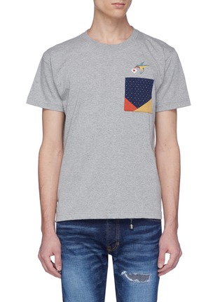 Main View - Click To Enlarge - FDMTL - Hummingbird embroidered sashiko pocket T-shirt