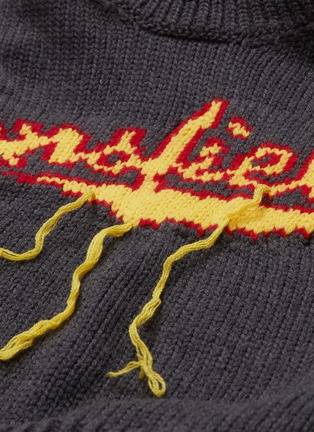  - MONSE - 'Monsfield' fringe slogan intarsia wool turtleneck sweater