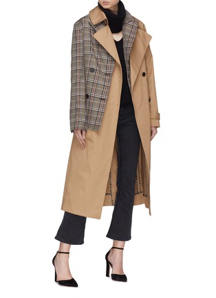 Figure View - Click To Enlarge - MONSE - Tartan plaid panel trench coat