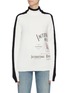 Main View - Click To Enlarge - MONSE - 'International Monse' slogan print contrast sleeve turtleneck sweater
