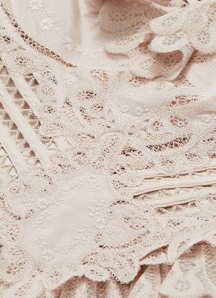 Detail View - Click To Enlarge - ZIMMERMANN - 'Battenburg' Ruffle tiered guipure lace trim dress