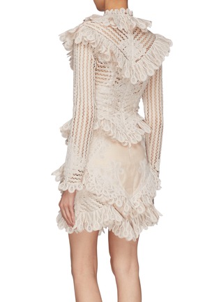 Back View - Click To Enlarge - ZIMMERMANN - 'Battenburg' Ruffle tiered guipure lace trim dress
