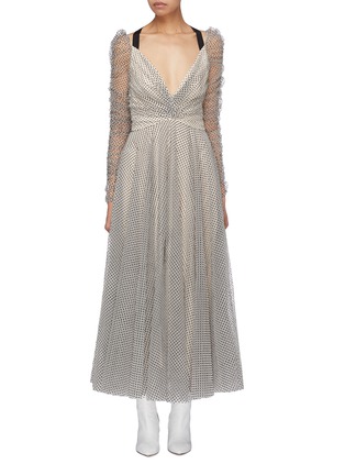 Main View - Click To Enlarge - ZIMMERMANN - 'Tempest Ballet' tie open back velvet flock tulle dress