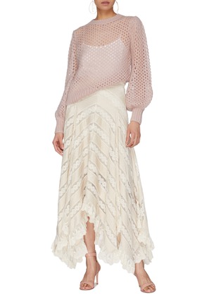 Figure View - Click To Enlarge - ZIMMERMANN - Blouson sleeve mohair blend cropped open knit sweater