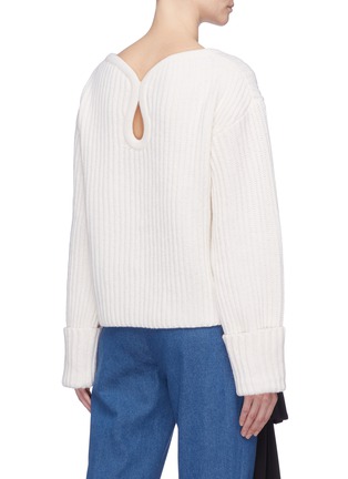 Back View - Click To Enlarge - HELLESSY - 'Ingran' keyhole Merino wool rib knit sweater