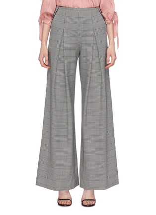 Main View - Click To Enlarge - HELLESSY - Houndstooth check plaid wide leg pants