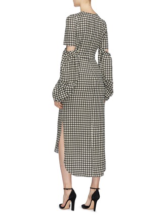 Back View - Click To Enlarge - HELLESSY - 'Sloane' cutout drape high-low houndstooth dress