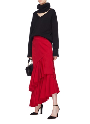 Figure View - Click To Enlarge - HELLESSY - 'Poppy' side split ruffle drape skirt