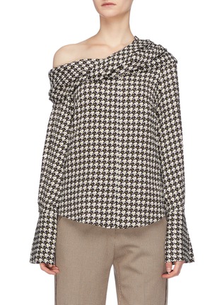 Main View - Click To Enlarge - HELLESSY - Twist shawl collar houndstooth blouse
