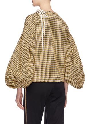 Back View - Click To Enlarge - HELLESSY - 'Blair' cutout balloon sleeve houndstooth top