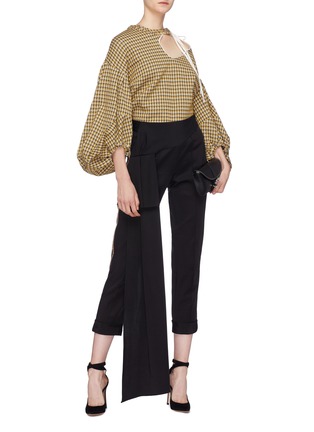 Figure View - Click To Enlarge - HELLESSY - 'Blair' cutout balloon sleeve houndstooth top