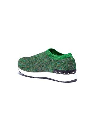 Figure View - Click To Enlarge - WINK - 'Liquorice' low top glitter Lurex knit kids sneakers