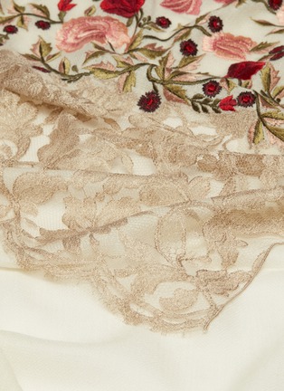 Detail View - Click To Enlarge - JANAVI - 'Waiting For Love' lace panel floral embroidered cashmere scarf
