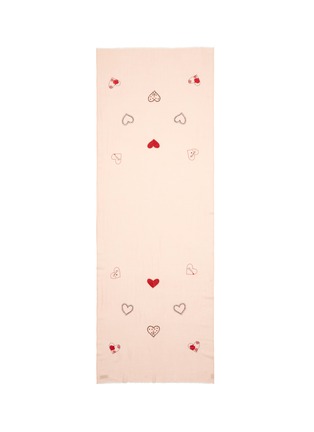 Main View - Click To Enlarge - JANAVI - 'Paris Love' heart embellished Merino wool scarf