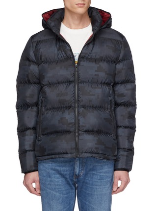 Main View - Click To Enlarge - MOOSE KNUCKLES - 'Whitewood' detachable hood geometric camouflage print down puffer jacket