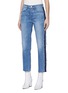 Front View - Click To Enlarge - 3X1 - 'W3 Cora Crop' frayed stripe outseam jeans
