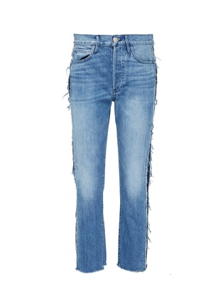 Main View - Click To Enlarge - 3X1 - 'W3 Cora Crop' frayed stripe outseam jeans