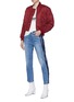 Figure View - Click To Enlarge - 3X1 - 'W3 Cora Crop' frayed stripe outseam jeans