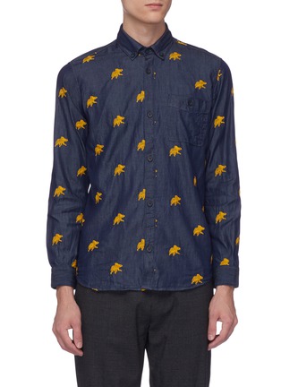 Main View - Click To Enlarge - 10408 - Elephant embroidered chambray shirt
