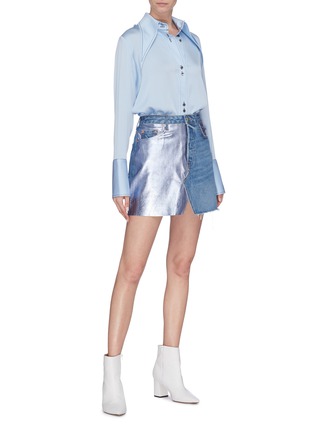 Figure View - Click To Enlarge - GRLFRND - 'Milla' metallic panel denim skirt