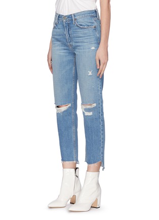 Front View - Click To Enlarge - GRLFRND - 'Helena' frayed staggered cuff ripped jeans