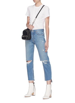 Figure View - Click To Enlarge - GRLFRND - 'Helena' frayed staggered cuff ripped jeans