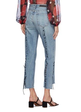 Back View - Click To Enlarge - GRLFRND - 'Renn' lace-up staggered cuff jeans