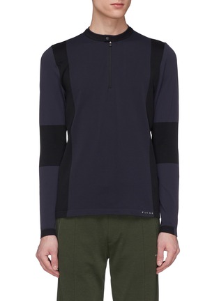 Main View - Click To Enlarge - 72035 - 'Anderson' colourblock half-zip performance long sleeve T-shirt