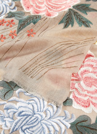 Detail View - Click To Enlarge - JANAVI - Floral embroidered sequin cashmere scarf