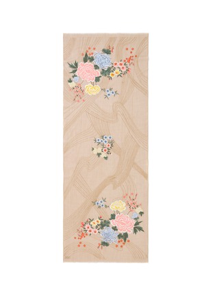 Main View - Click To Enlarge - JANAVI - Floral embroidered sequin cashmere scarf