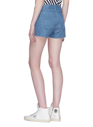 Back View - Click To Enlarge - RAG & BONE - Colourblock cutoff denim shorts