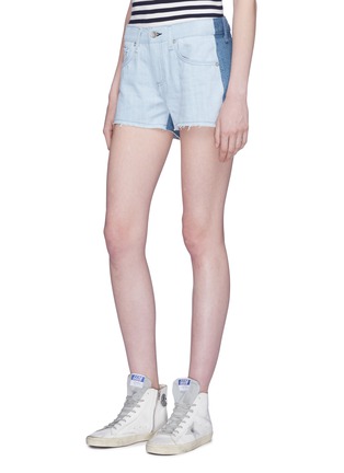 Front View - Click To Enlarge - RAG & BONE - Colourblock cutoff denim shorts