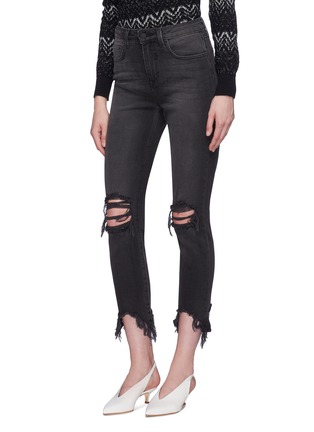 Front View - Click To Enlarge - L'AGENCE - 'High Line' ripped knee skinny jeans