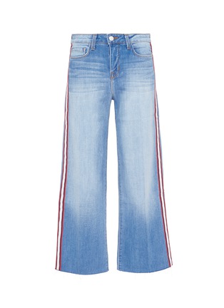 Main View - Click To Enlarge - L'AGENCE - 'Danica' stripe outseam cropped wide leg jeans