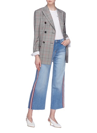 Figure View - Click To Enlarge - L'AGENCE - 'Danica' stripe outseam cropped wide leg jeans