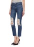 Front View - Click To Enlarge - L'AGENCE - 'Luna' skater chain ripped slim fit jeans