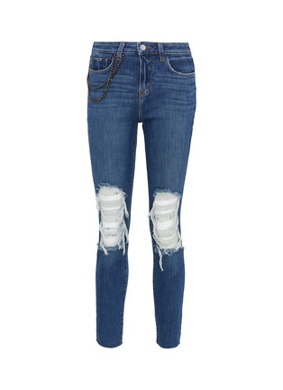 Main View - Click To Enlarge - L'AGENCE - 'Luna' skater chain ripped slim fit jeans
