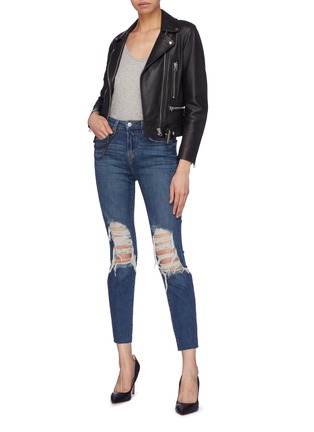 Figure View - Click To Enlarge - L'AGENCE - 'Luna' skater chain ripped slim fit jeans