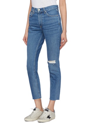 Front View - Click To Enlarge - RAG & BONE - Cropped ripped knee skinny jeans