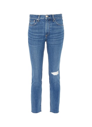 Main View - Click To Enlarge - RAG & BONE - Cropped ripped knee skinny jeans