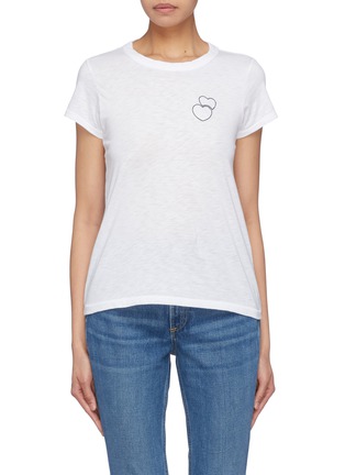 Main View - Click To Enlarge - RAG & BONE - Double heart embroidered Pima cotton slub jersey T-shirt